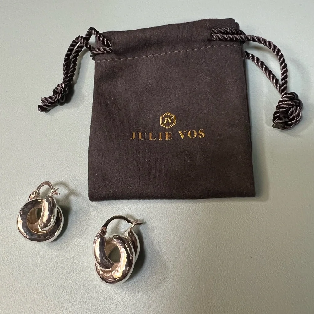 Julie Vos Catalina 2-in-1 Silver Hoop Earrings - Picture 4 of 7